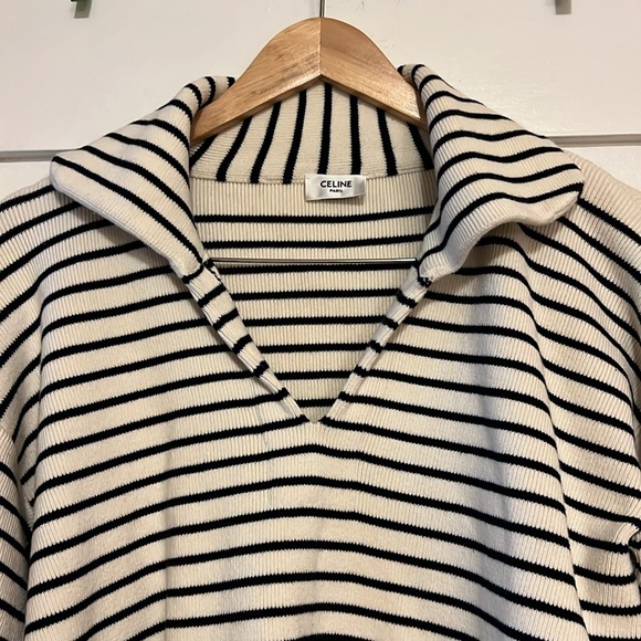 CELINE Paris 'MARIN' OPEN-COLLAR SWEATER IN COTTON - Picture 6 of 17